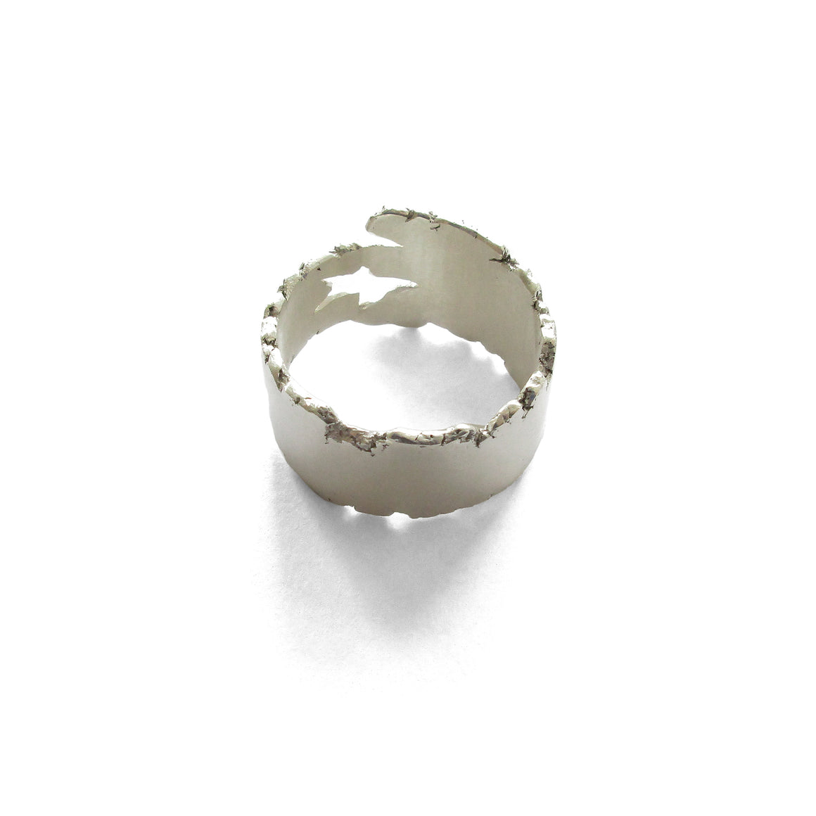 sterling silver matte surface hand-made, one-of-a-kind approx. size 13 great alone, stacked, or worn as a mid-finger ring