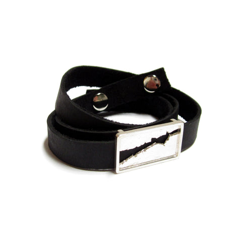 Seth Papac Wrap Braclet - Black leather and sterling silver
