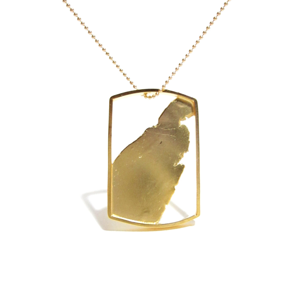 18K gold plated sterling silver tag by Seth Papac