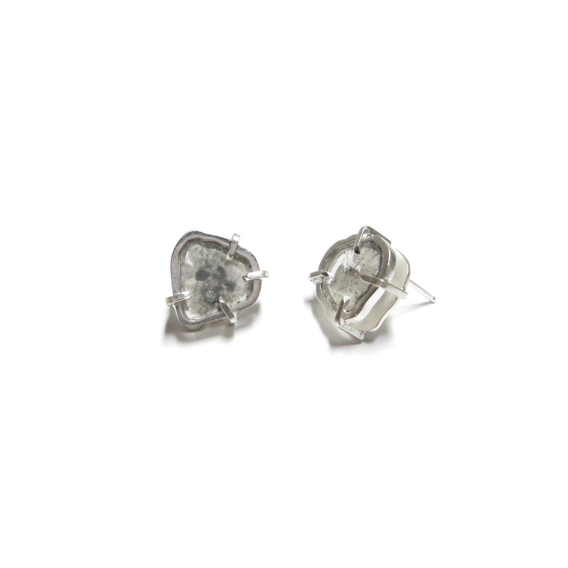 handmade, sterling silver, diamond slice, one of a kind earrings by Seth Papac
