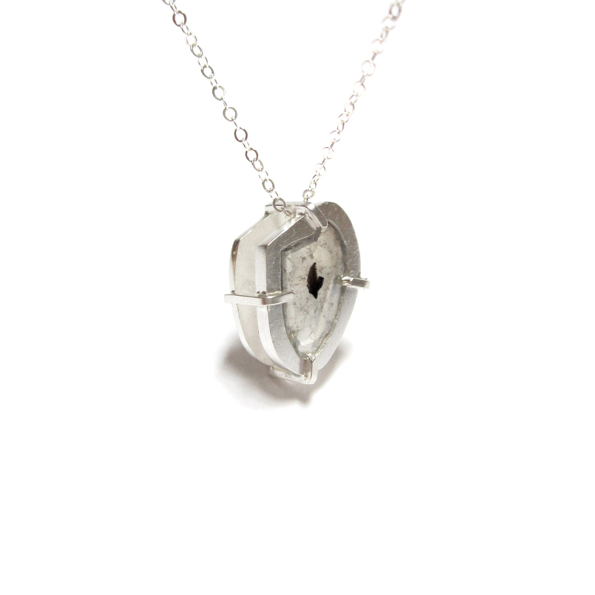 handmade, sterling silver, diamond slice, one of a kind necklace by Seth Papac