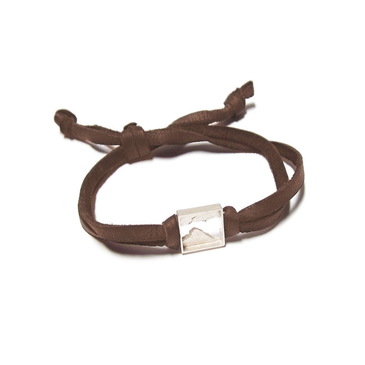 Seth Papac Torn Bracelet in sterling silver and brown leather