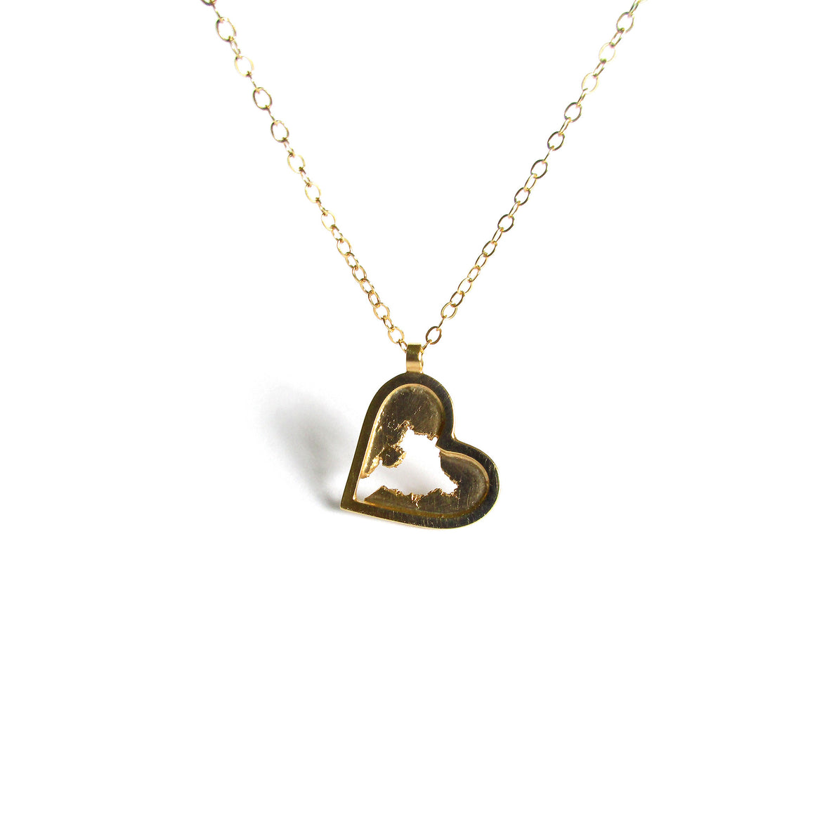 18K gold plated sterling silver heart pendant by Seth Papac