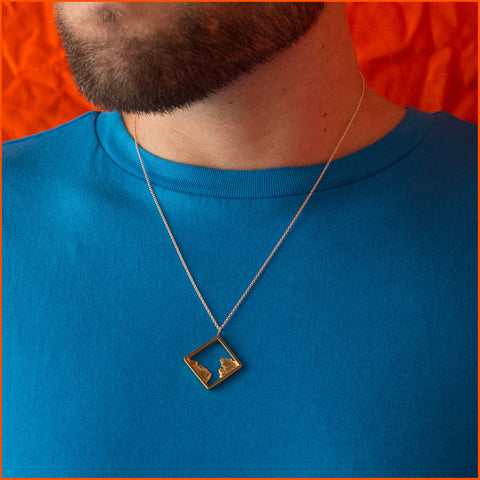 Seth Papac Torn Square Pendant - Gold plated sterling silver