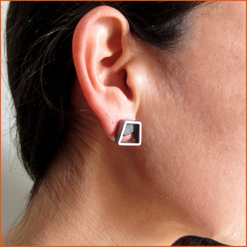 one of a kind silver stud earrings by Seth Papac